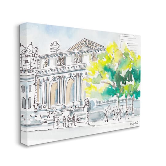 Stupell Industries Classic City Architecture Urban Watercolor Landscape Canvas Wall Art